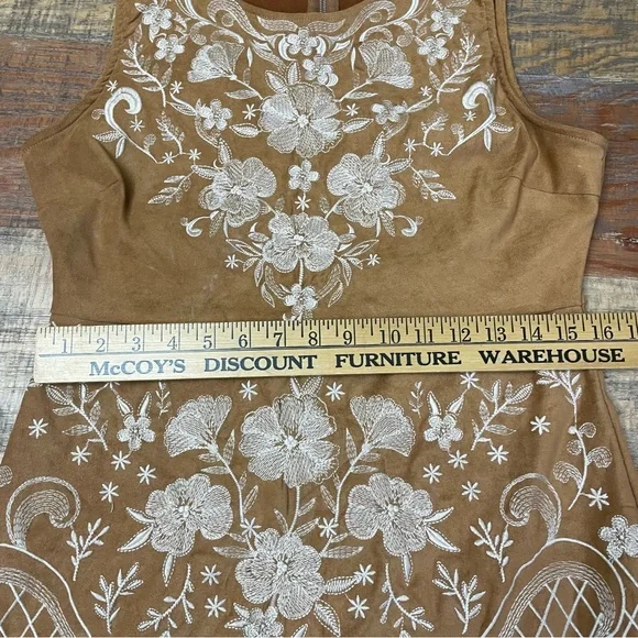 Savanna Jane Glory Days Embroidered Faux Suede Dress. Women’s size medium - Picture 9 of 11